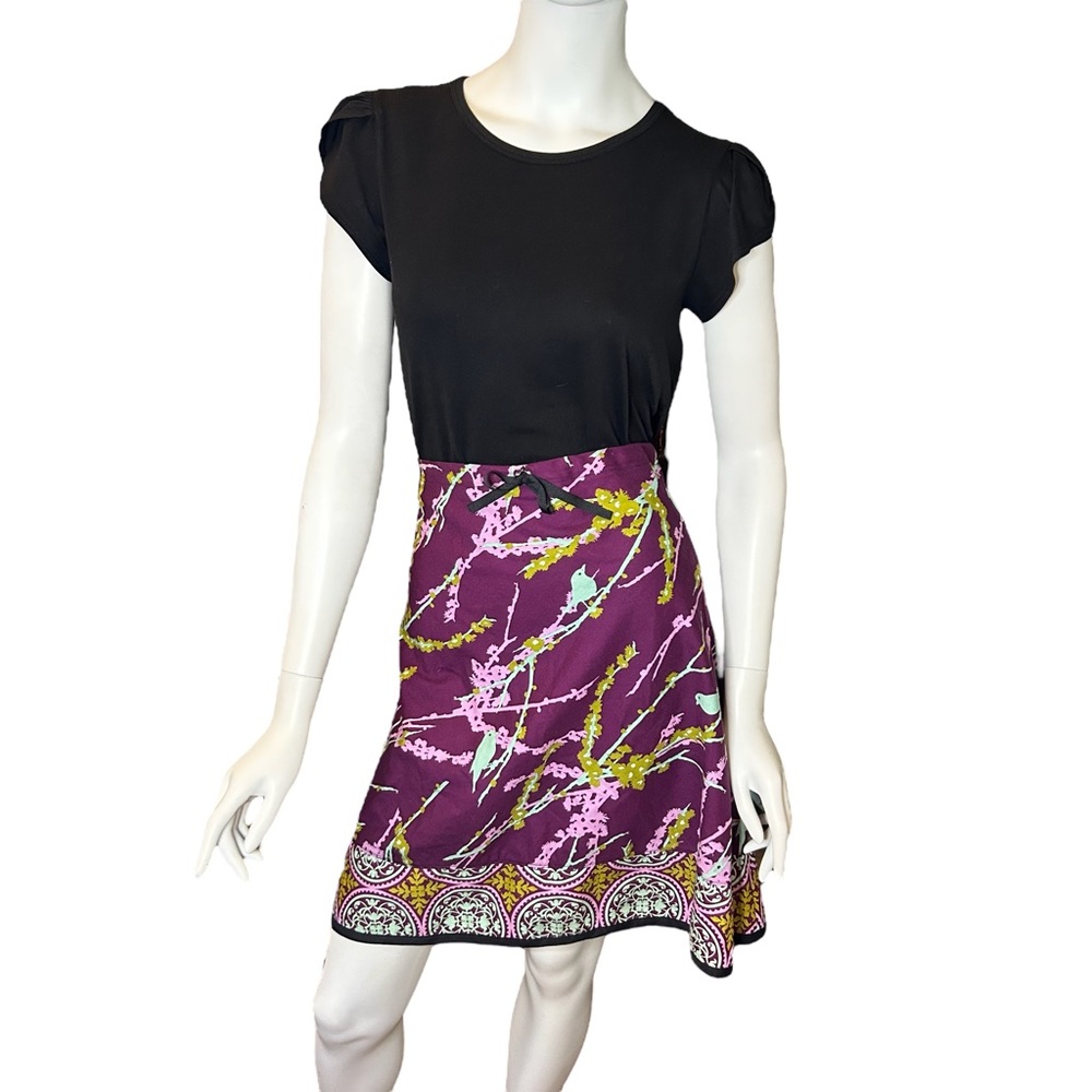 Magnolia Twist Women’s Size 14 Skirt Purple Cotton Birds
